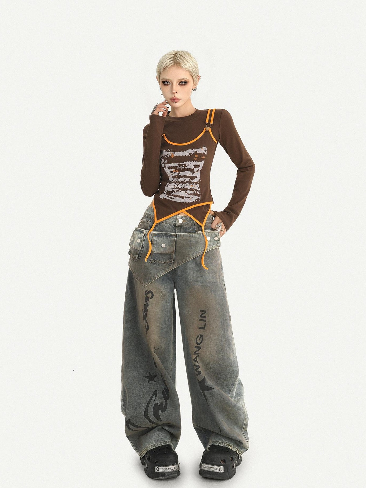 Nico Molly Lettering Curved Cut High Waist Women&