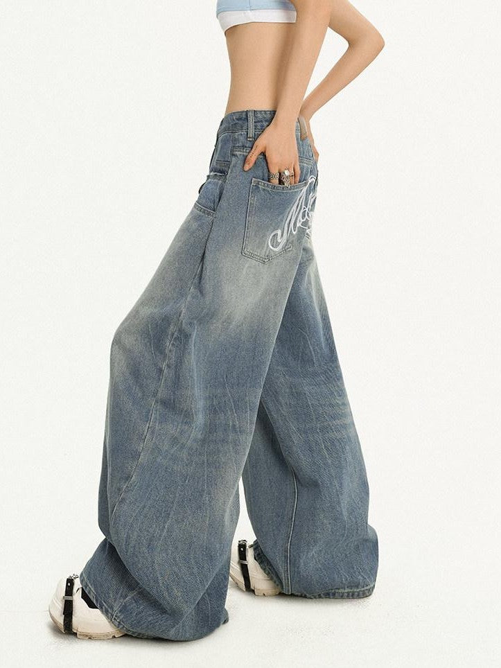 Nico Molly Light Blue Ripped Embroidered High Waist Long Women&