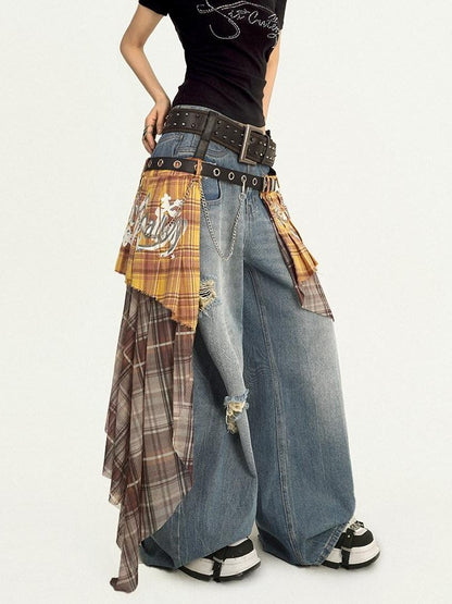 Nico Molly Light Blue Ripped Embroidered High Waist Long Women&