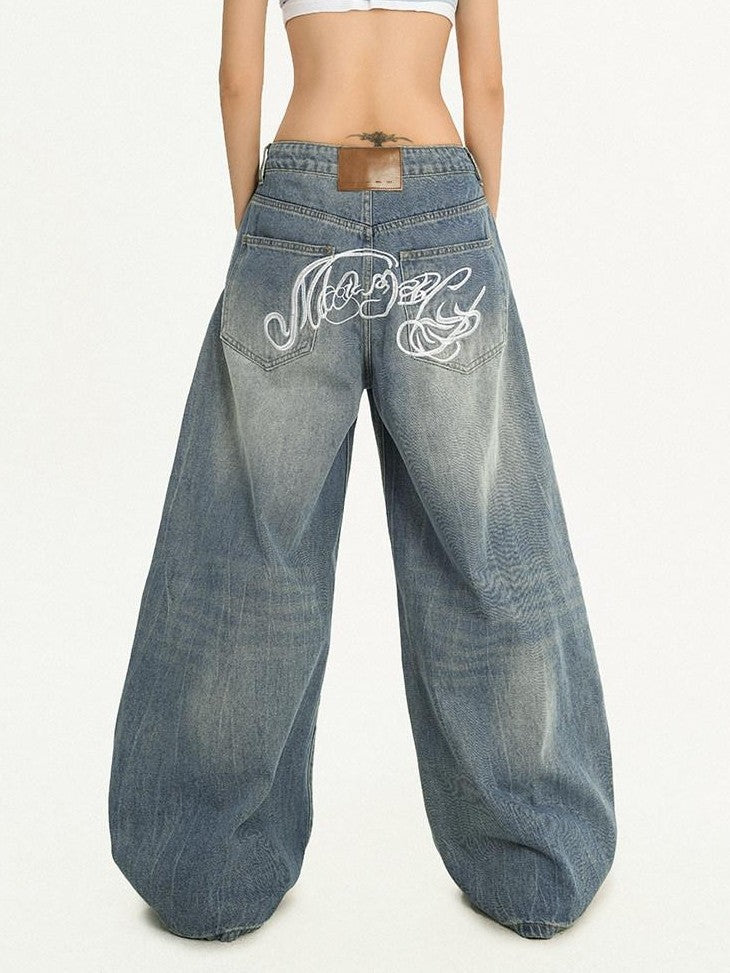 Nico Molly Light Blue Ripped Embroidered High Waist Long Women&