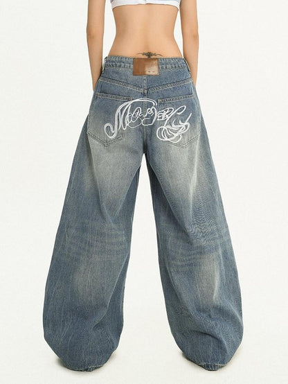 Nico Molly Light Blue Ripped Embroidered High Waist Long Women&