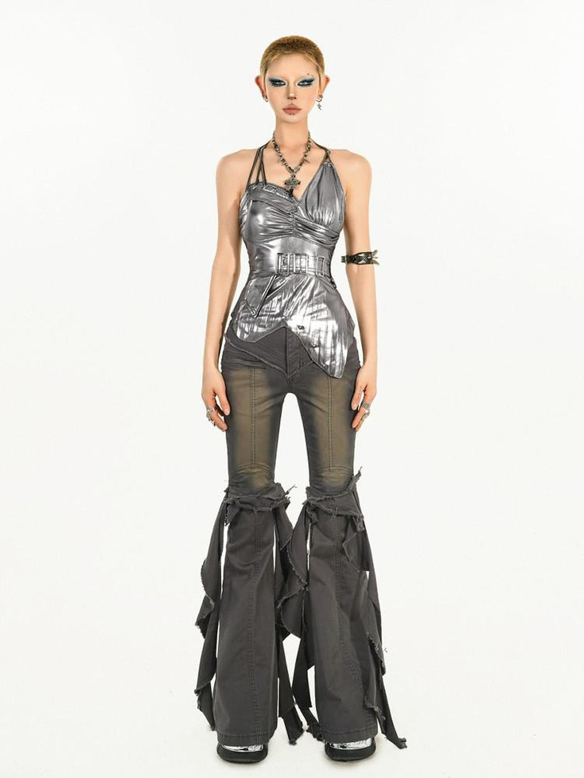 Nico Molly Liquid Metal Asymmetric Backless Women&