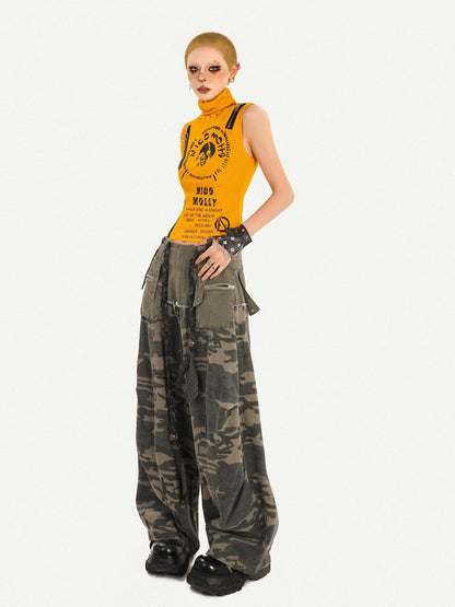 Nico Molly Orange Letter Print Zipper High Neck Slim Short Women&