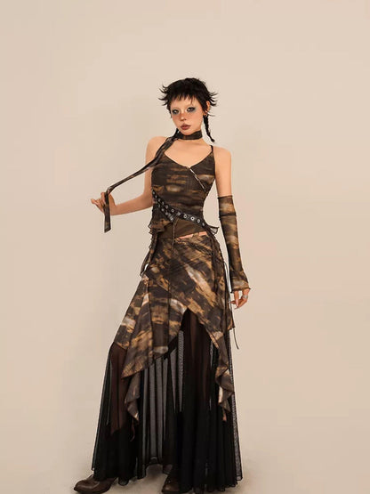 Nico Molly Patchwork Tie Dye Lace Up Asymmetrical Women&