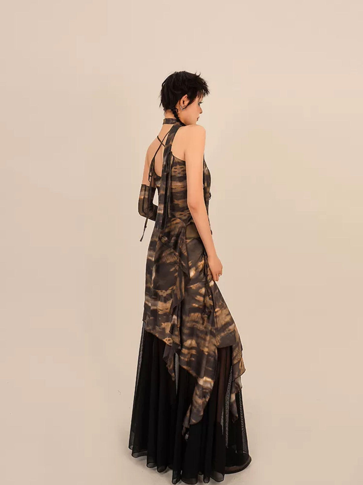 Nico Molly Patchwork Tie Dye Lace Up Asymmetrical Women&