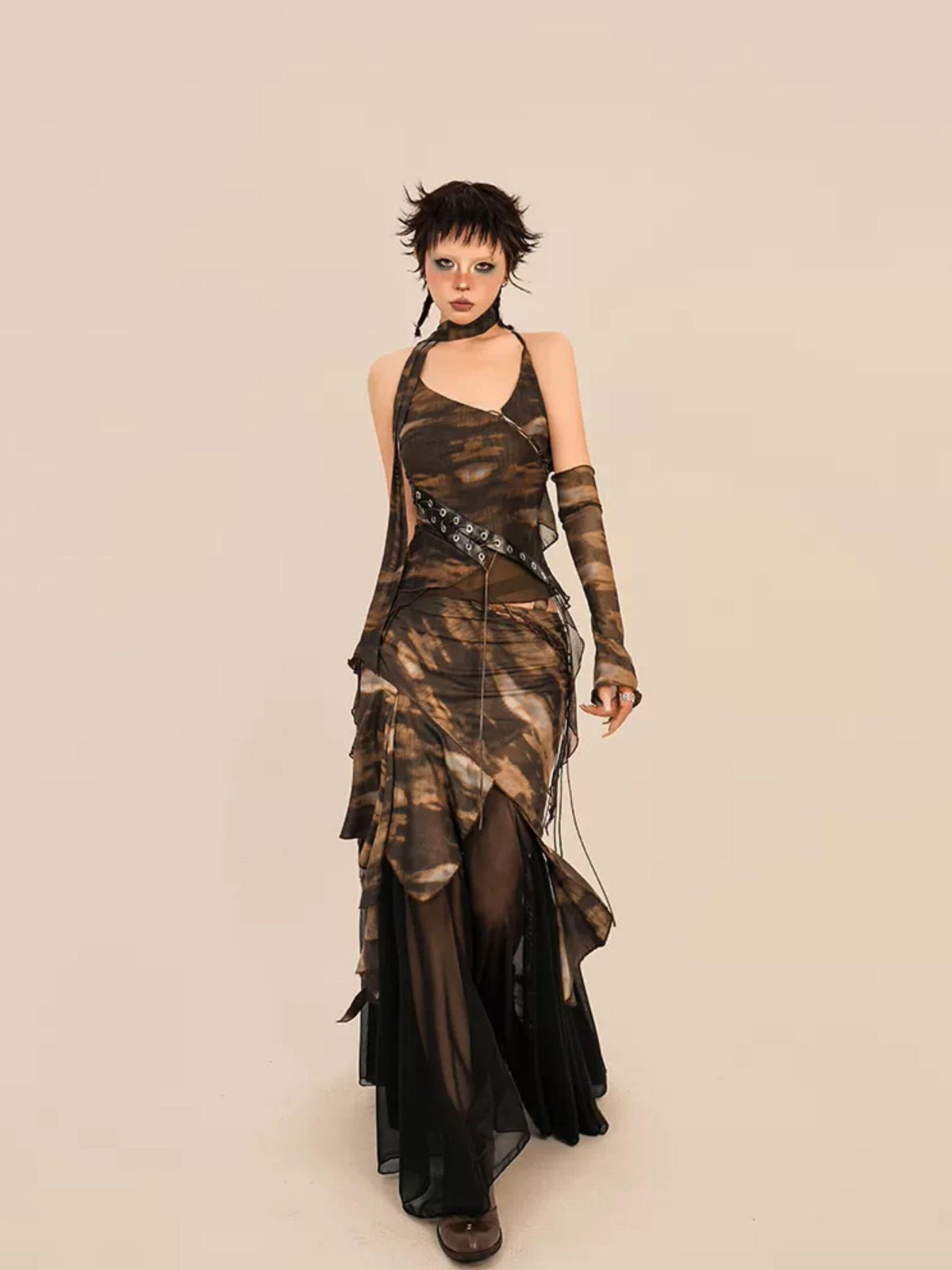 Nico Molly Patchwork Tie Dye Lace Up Asymmetrical Women&