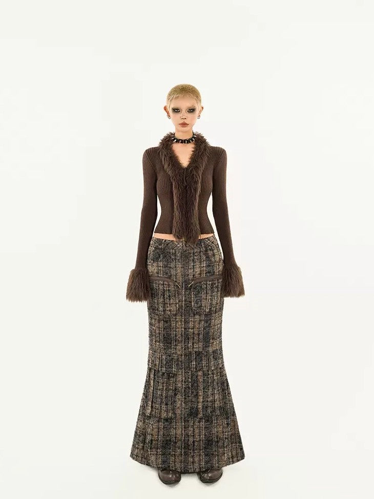 Nico Molly Plaid Vintage Workwear High Waist Street Long Women&