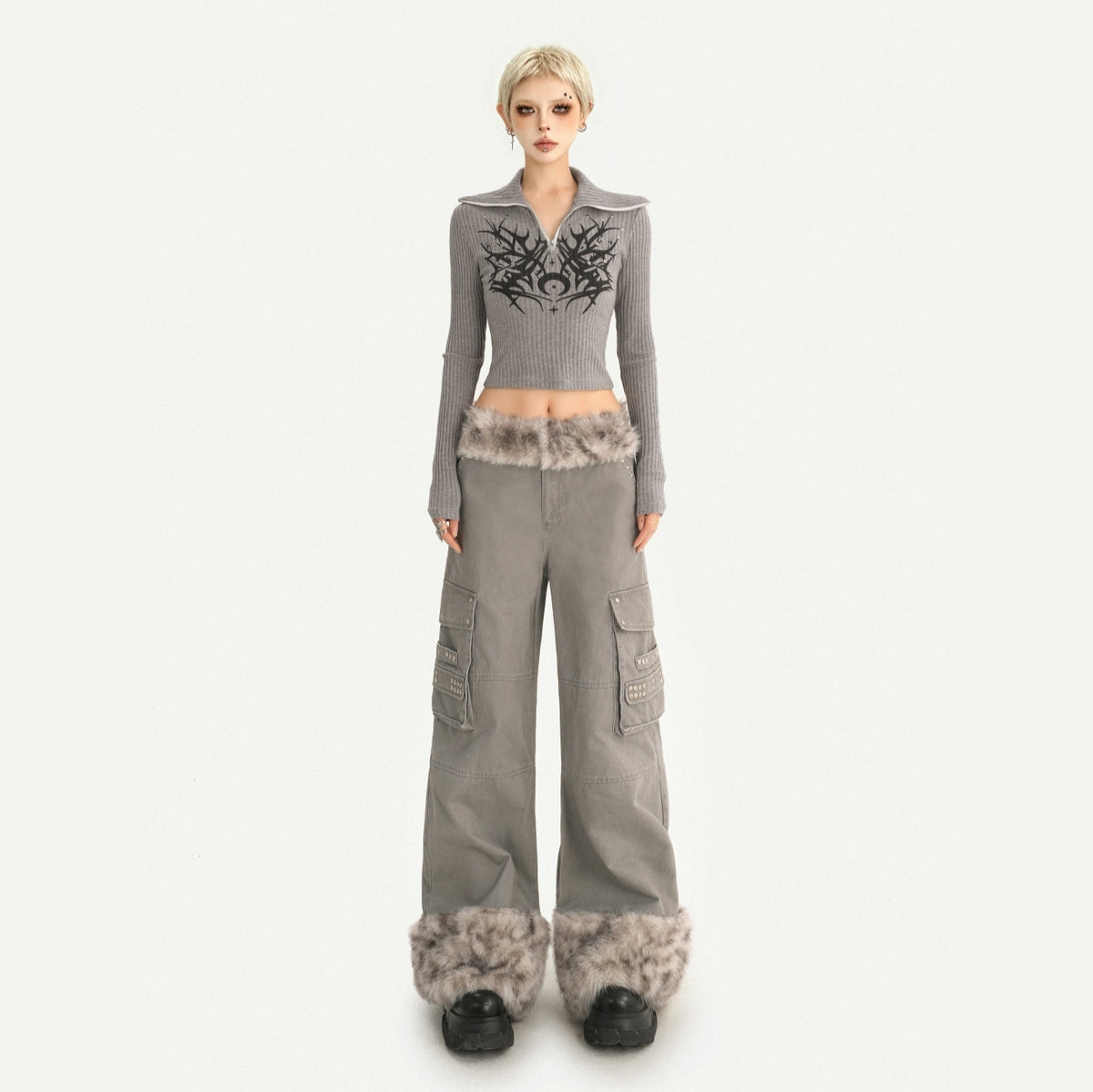 Nico_Molly_Plush_Zippered_Stand_Collar_Cropped_Sleeveless_Vest_Women&