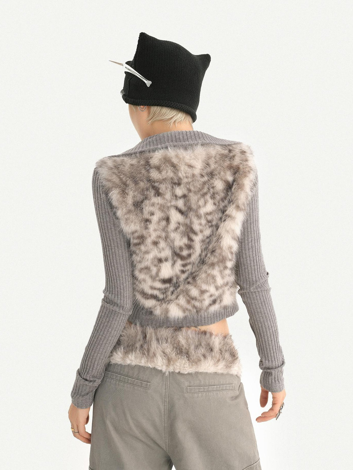 Nico Molly Plush Zippered Stand Collar Cropped Sleeveless Vest Women&