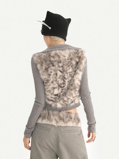 Nico Molly Plush Zippered Stand Collar Cropped Sleeveless Vest Women&