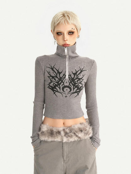 Nico Molly Plush Zippered Stand Collar Cropped Sleeveless Vest Women&