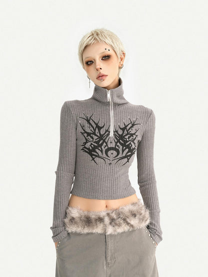 Nico Molly Plush Zippered Stand Collar Cropped Sleeveless Vest Women&