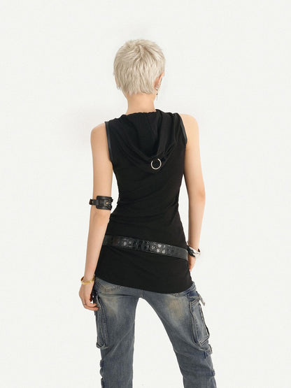 Nico Molly Printed Studded Hooded Sleeveless Women&