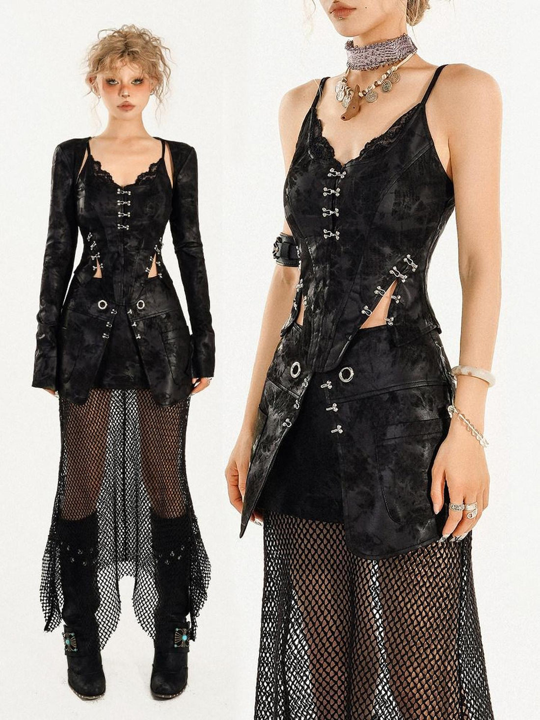 Nico Molly Punk Halter Neck Waist Cinch Slim Fit Chest Pad Women&