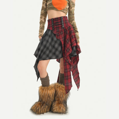 Nico_Molly_Punk_Moto_Asymmetric_High_Waist_Lace_Up_A_Line_Women&