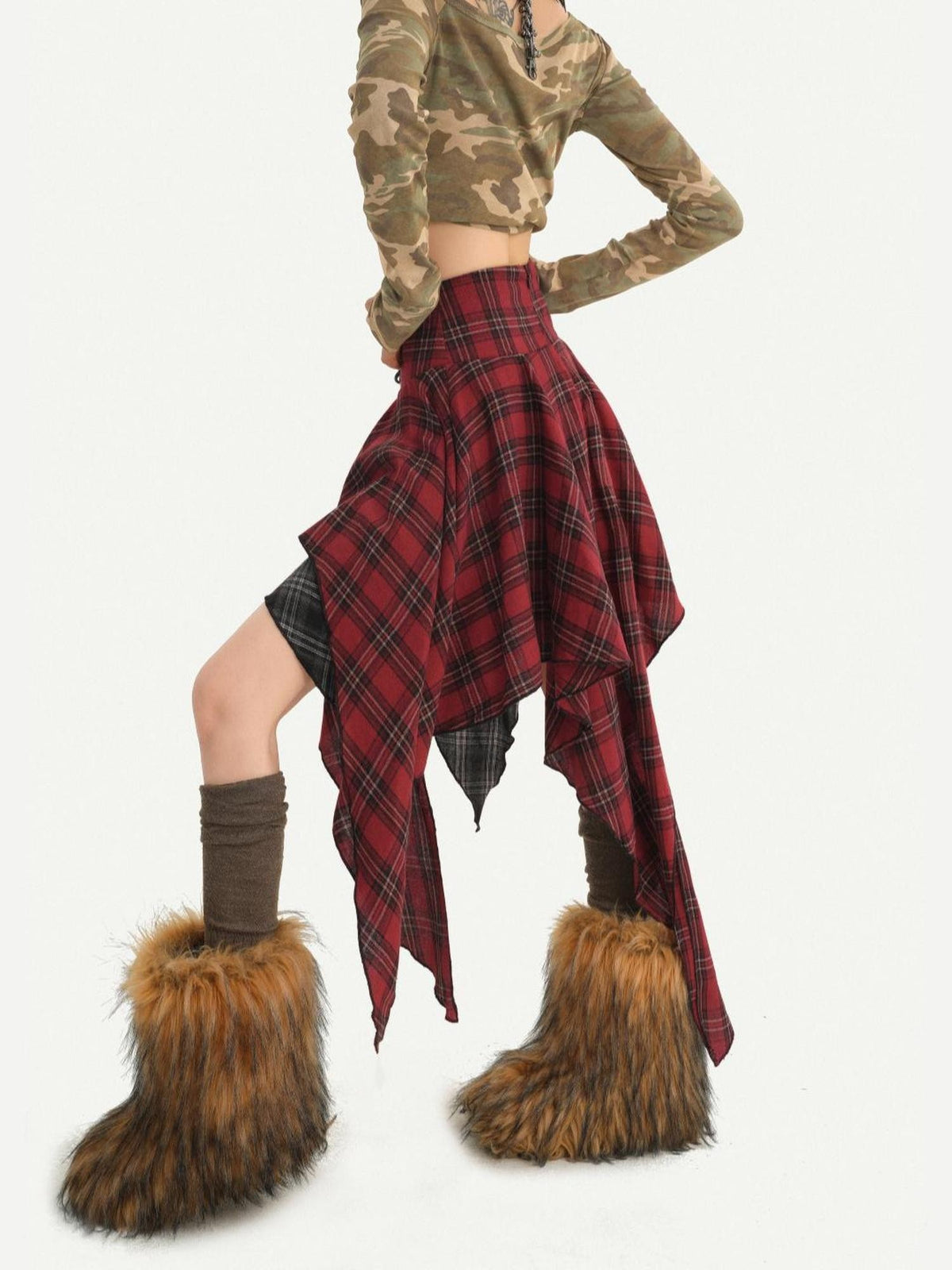 Nico Molly Punk Moto Asymmetric High Waist Lace Up A Line Women&