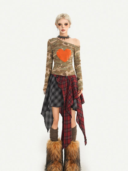Nico Molly Punk Moto Asymmetric High Waist Lace Up A Line Women&