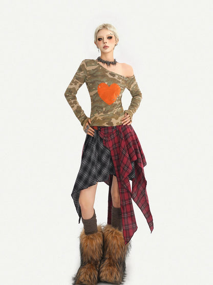 Nico Molly Punk Moto Asymmetric High Waist Lace Up A Line Women&