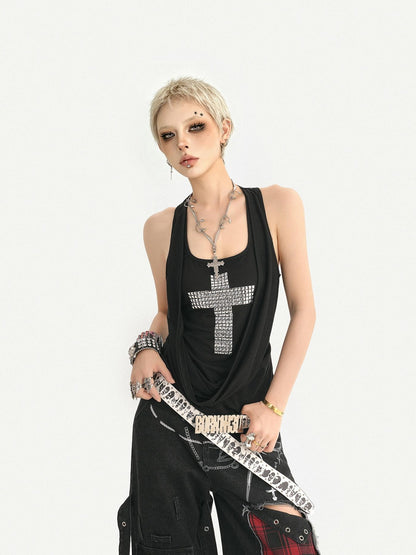 Nico Molly Punk Ripped Distressed U Neck A Line Narrow Strap Women&
