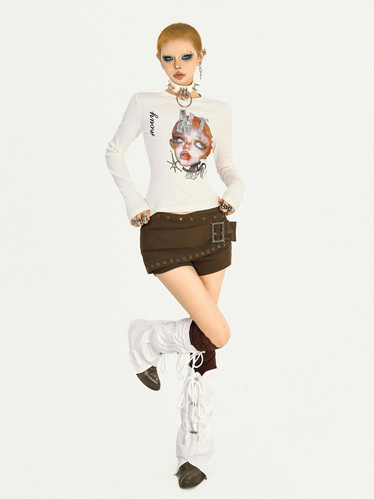 Nico Molly Quirky Graphic Print Round Neck Slim Fit Women&