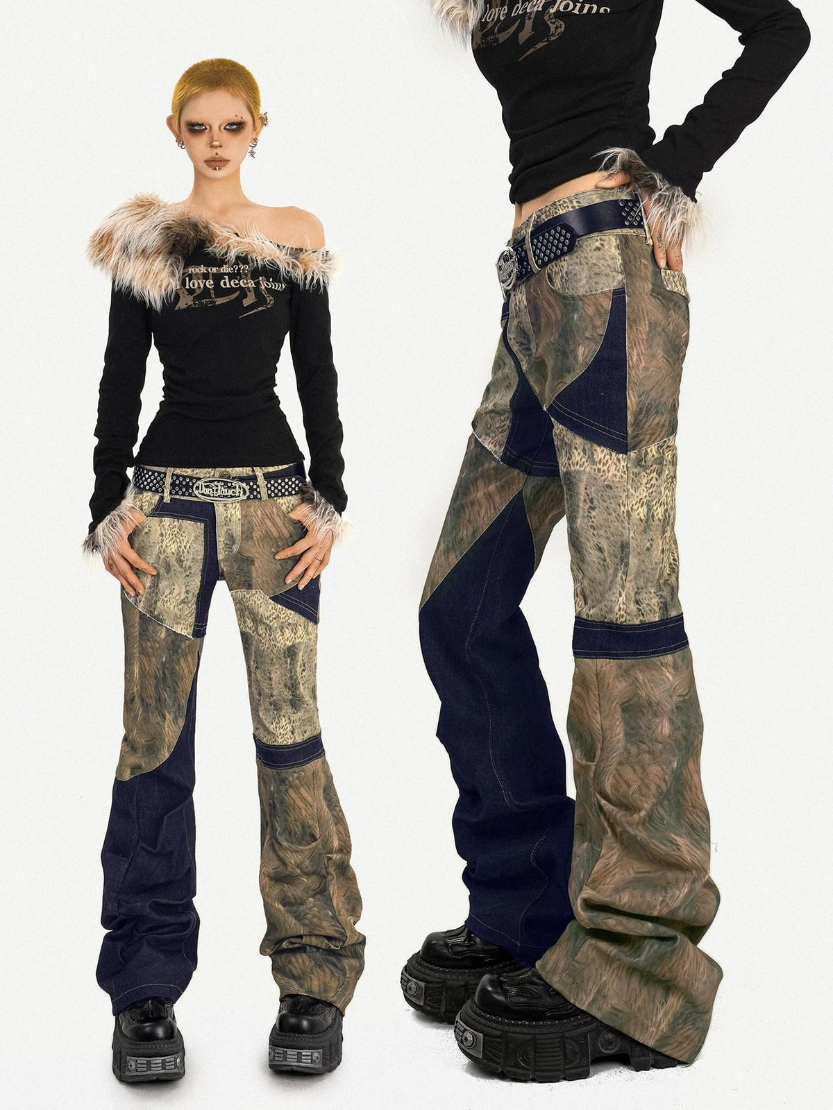 Nico Molly Rebel Wasteland Artistic Patchwork Vintage Print Women&