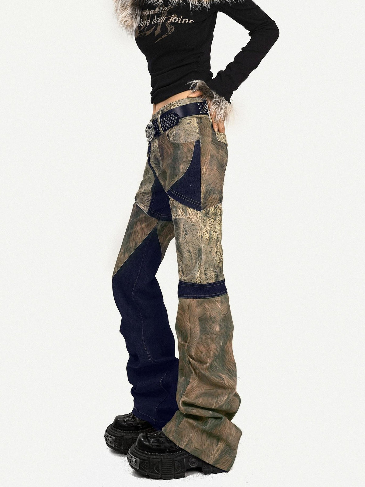 Nico Molly Rebel Wasteland Artistic Patchwork Vintage Print Women&