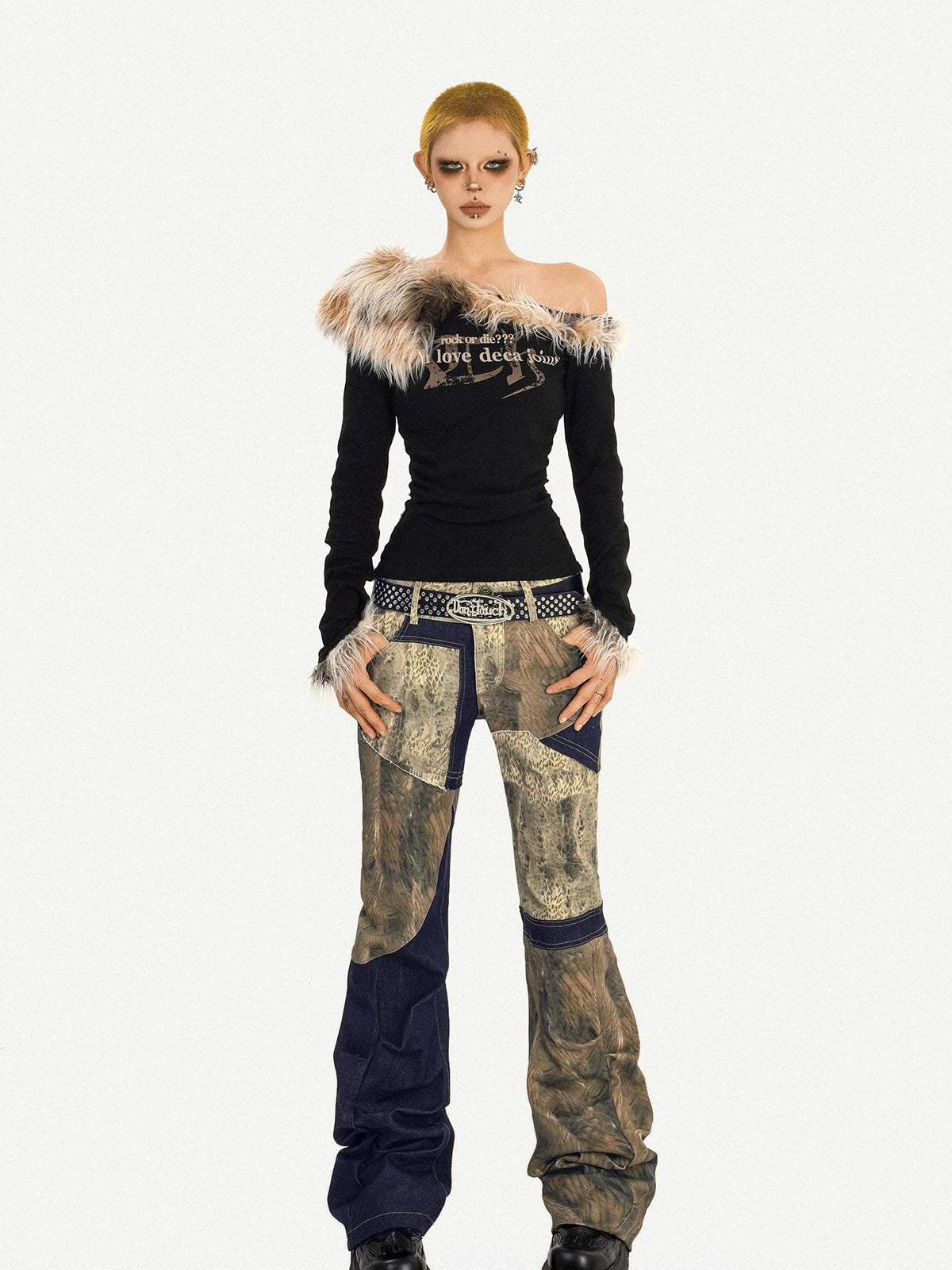Nico Molly Rebel Wasteland Artistic Patchwork Vintage Print Women&