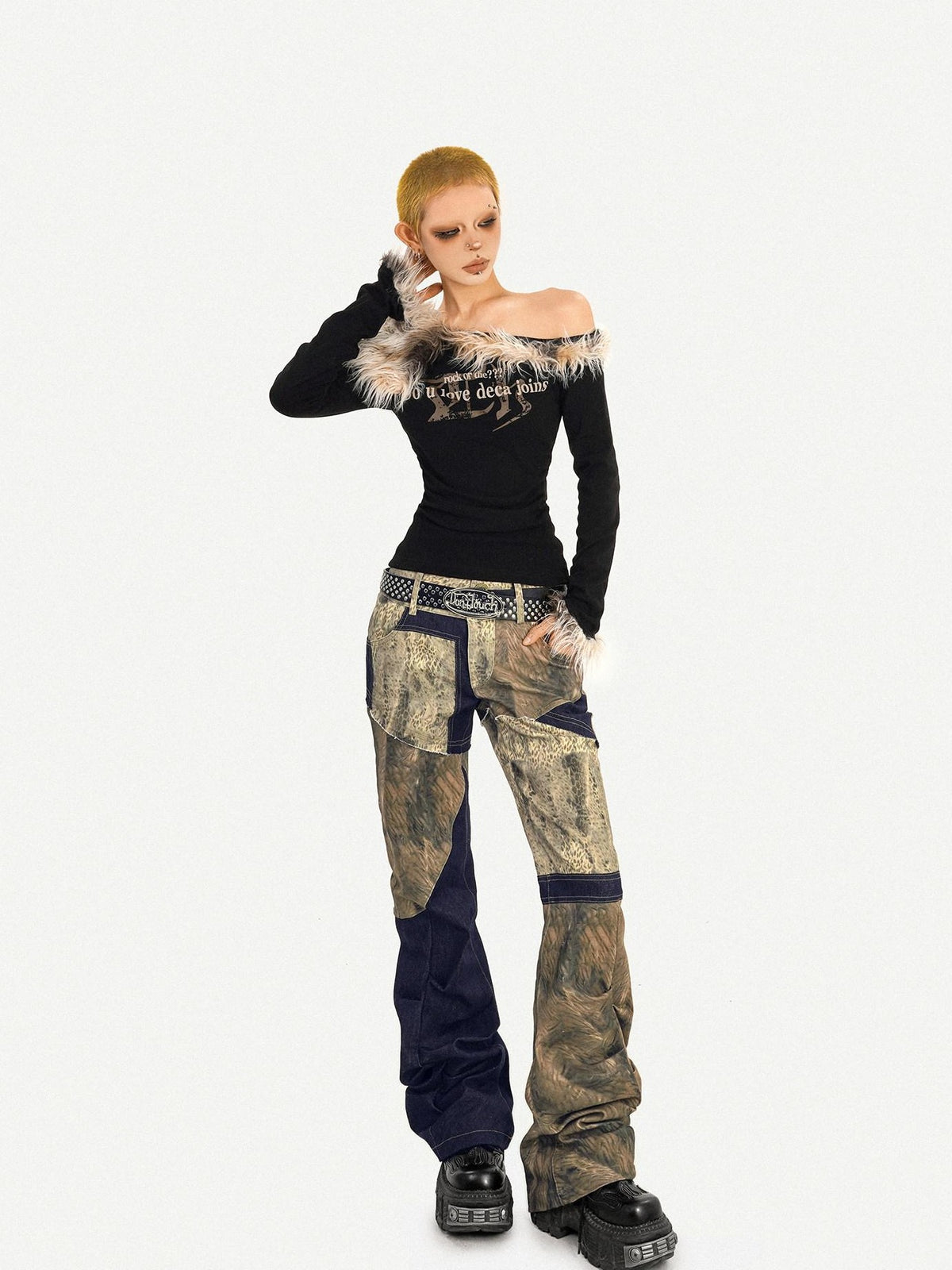Nico Molly Rebel Wasteland Artistic Patchwork Vintage Print Women&