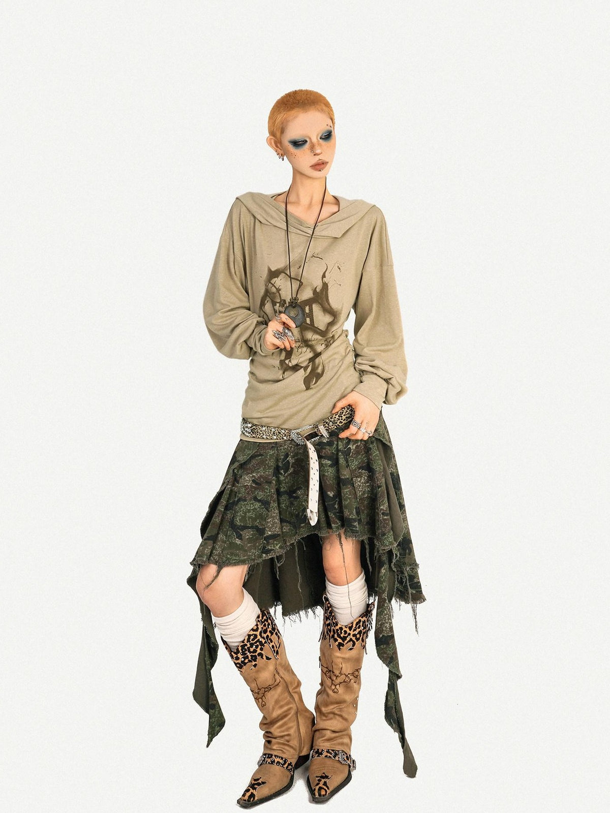 Nico Molly Retro Hooded Skull Print Women&