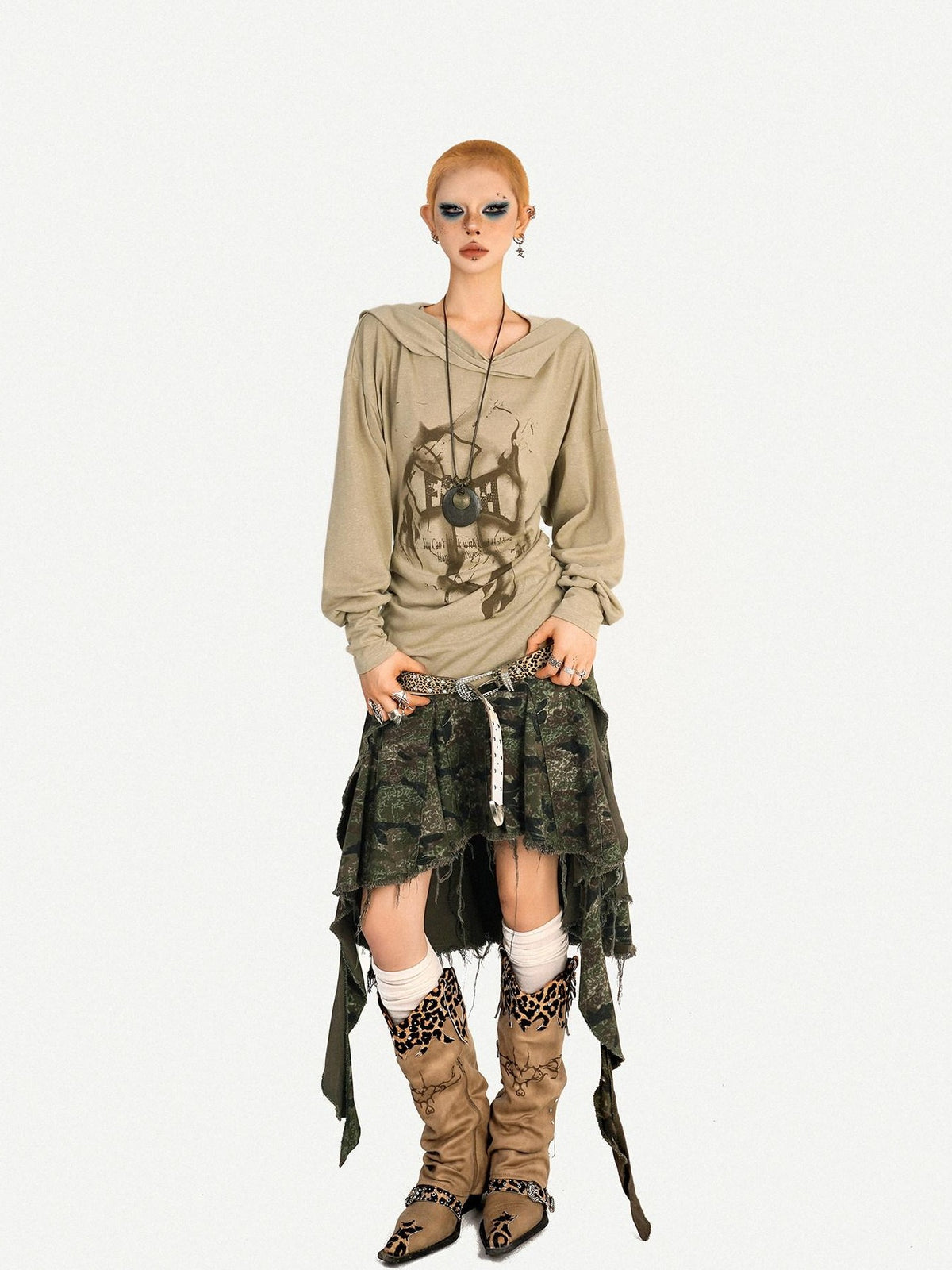 Nico Molly Retro Hooded Skull Print Women&
