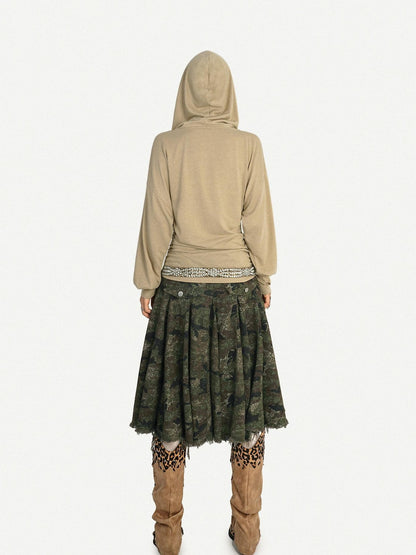Nico Molly Retro Hooded Skull Print Women&
