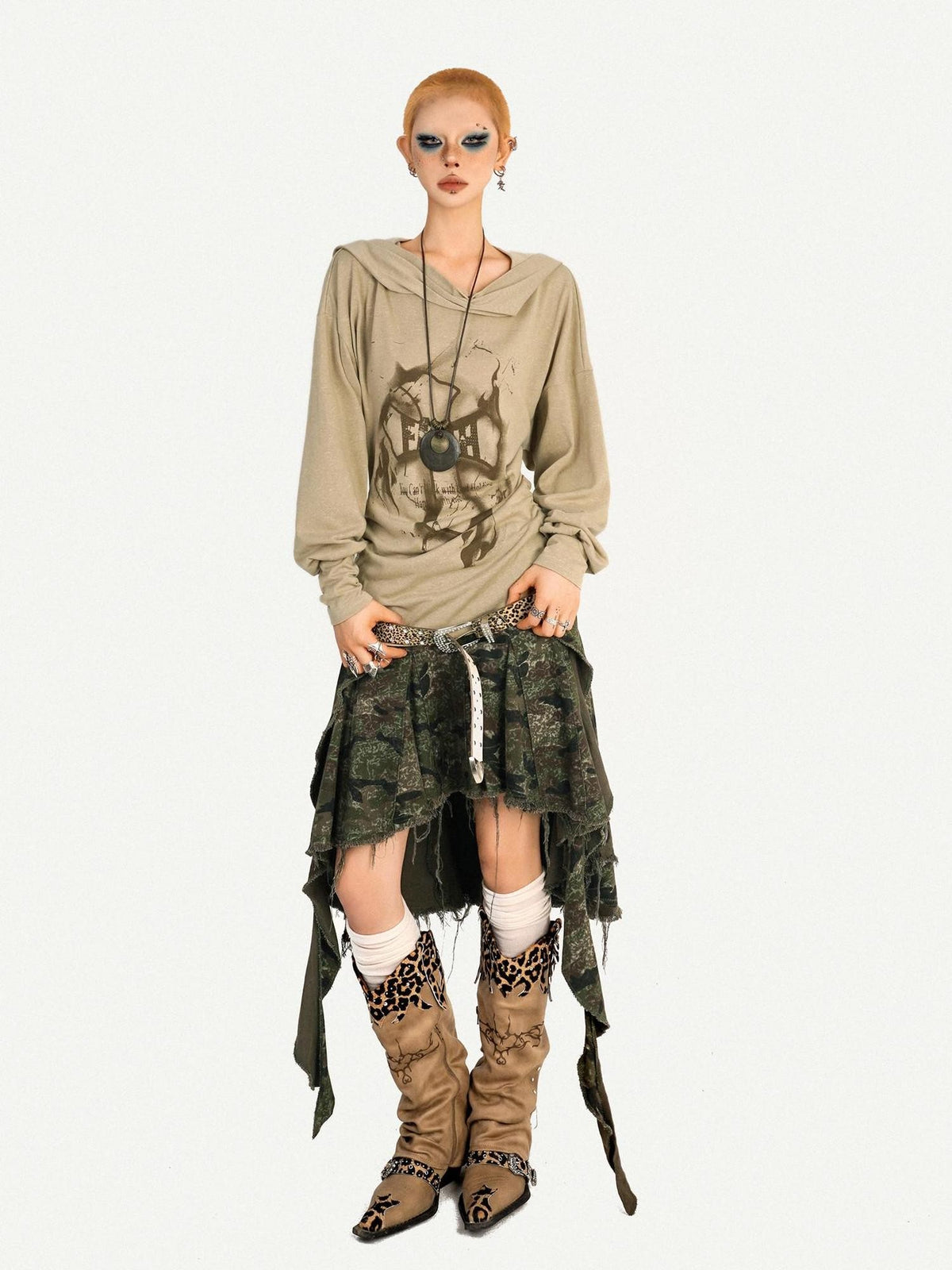 Nico Molly Retro Hooded Skull Print Women&