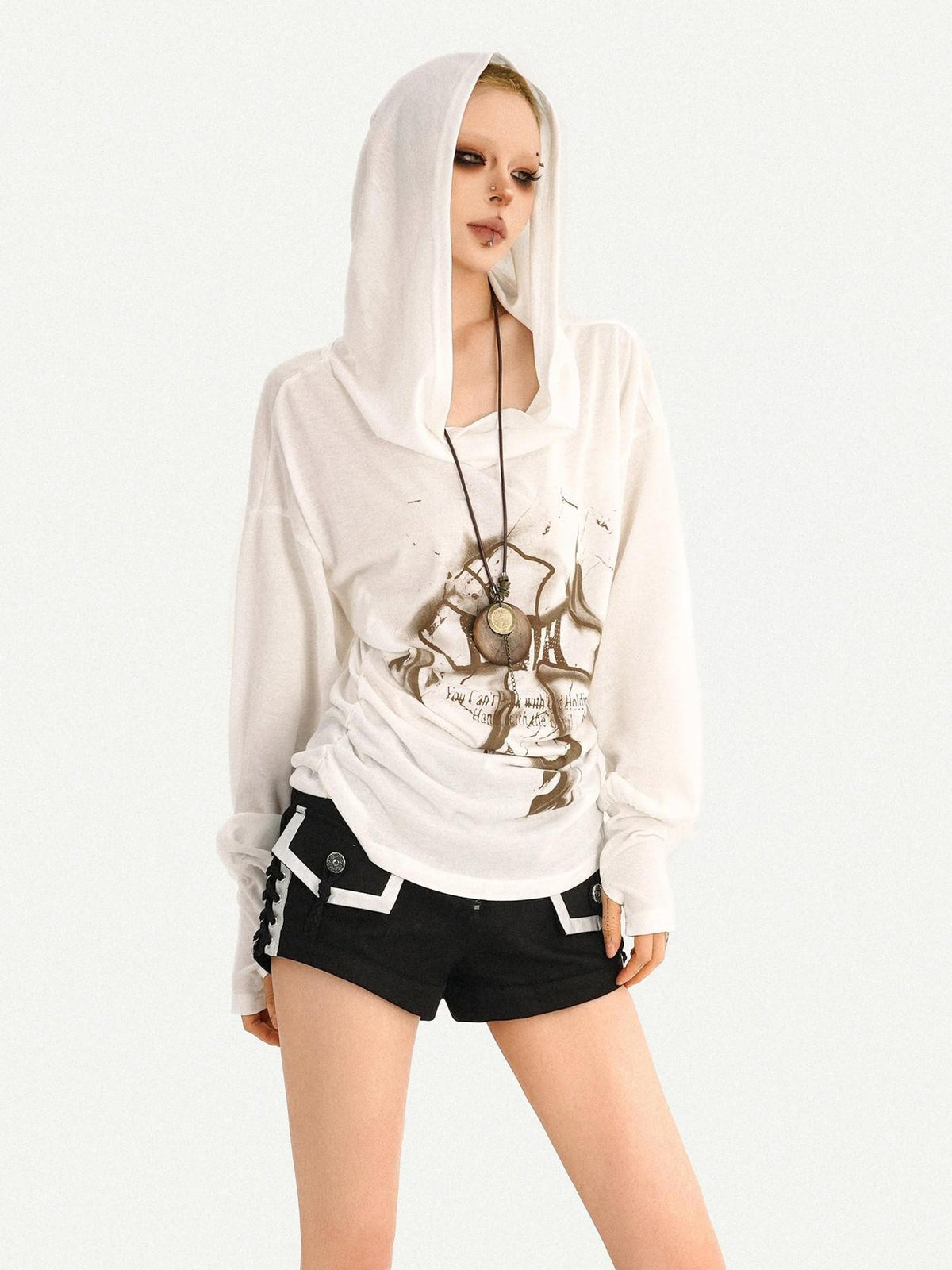 Nico Molly Retro Hooded Skull Print Women&