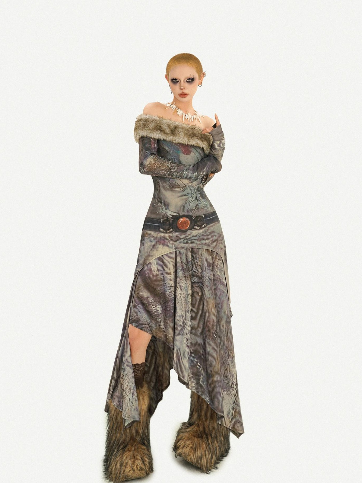 Nico Molly Retro One Shoulder Printed Women&