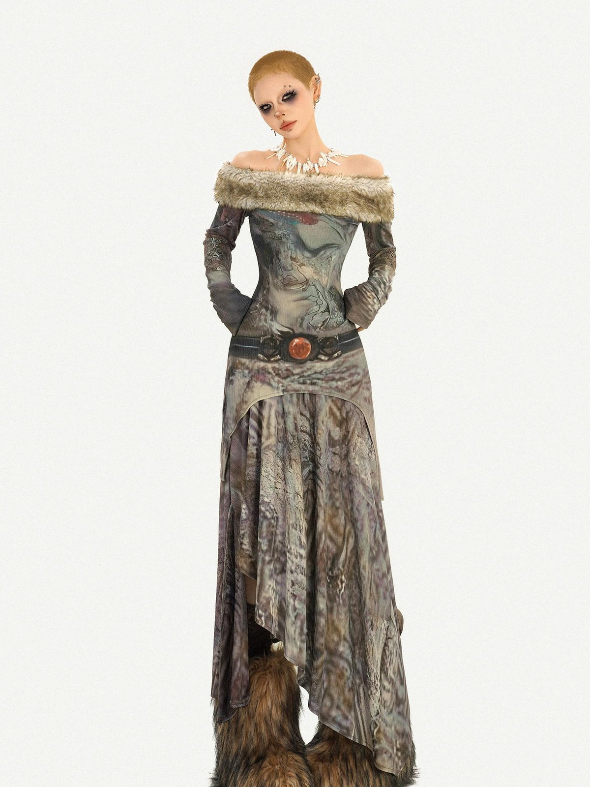 Nico Molly Retro One Shoulder Printed Women&