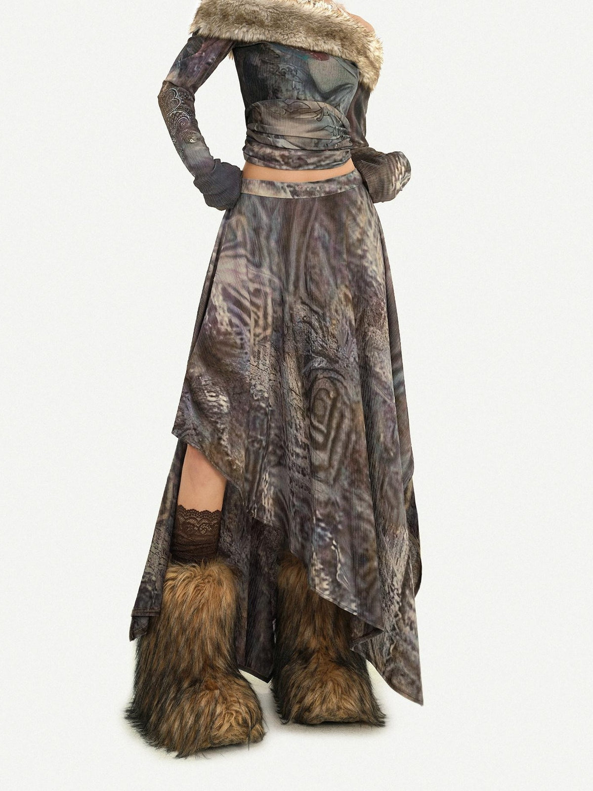 Nico Molly Retro One Shoulder Printed Women&
