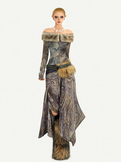 Nico Molly Retro One Shoulder Printed Women&