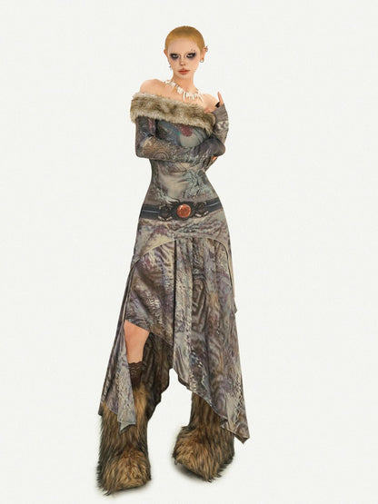 Nico Molly Retro One Shoulder Printed Women&