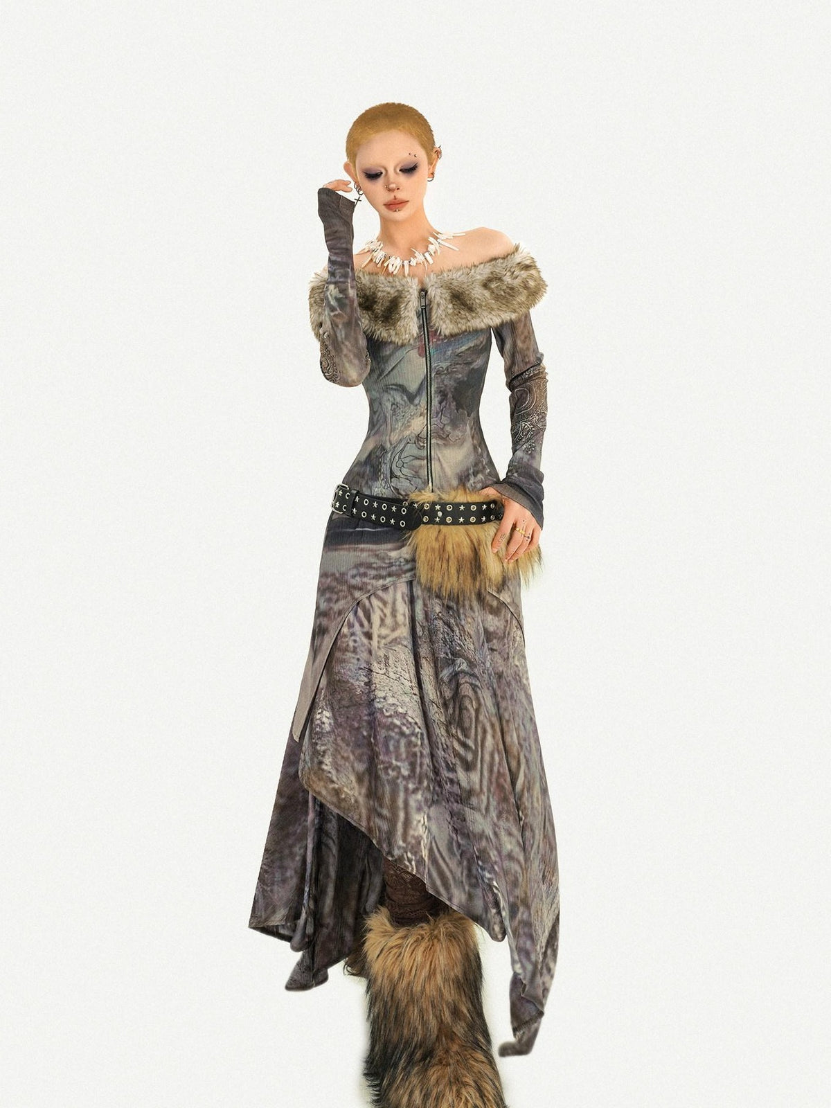 Nico Molly Retro One Shoulder Printed Women&