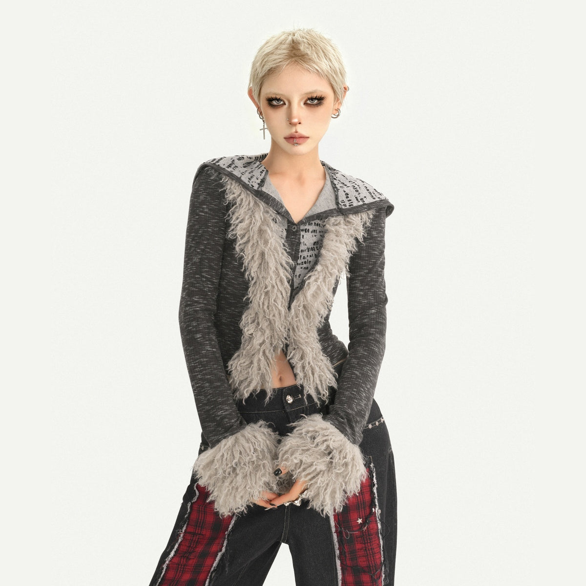 Nico_Molly_Retro_Patchwork_Hooded_Cropped_Slim_Women&