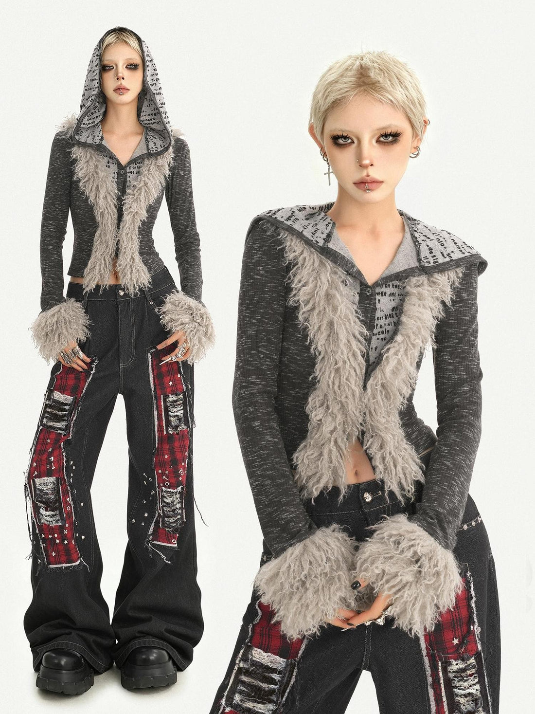 Nico Molly Retro Patchwork Hooded Cropped Slim Women&