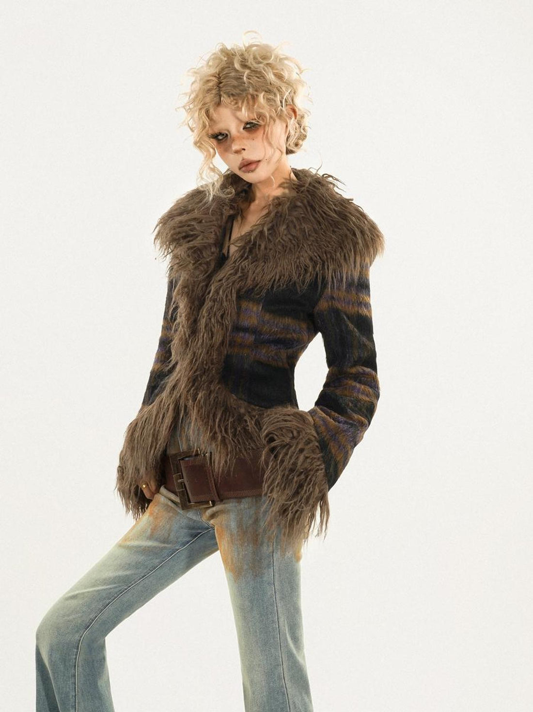 Nico Molly Retro Plaid Waist Cinched Slim Women&