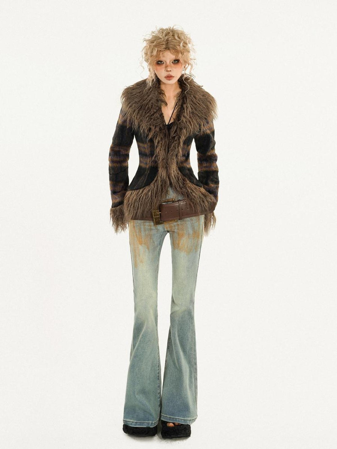 Nico Molly Retro Plaid Waist Cinched Slim Women&