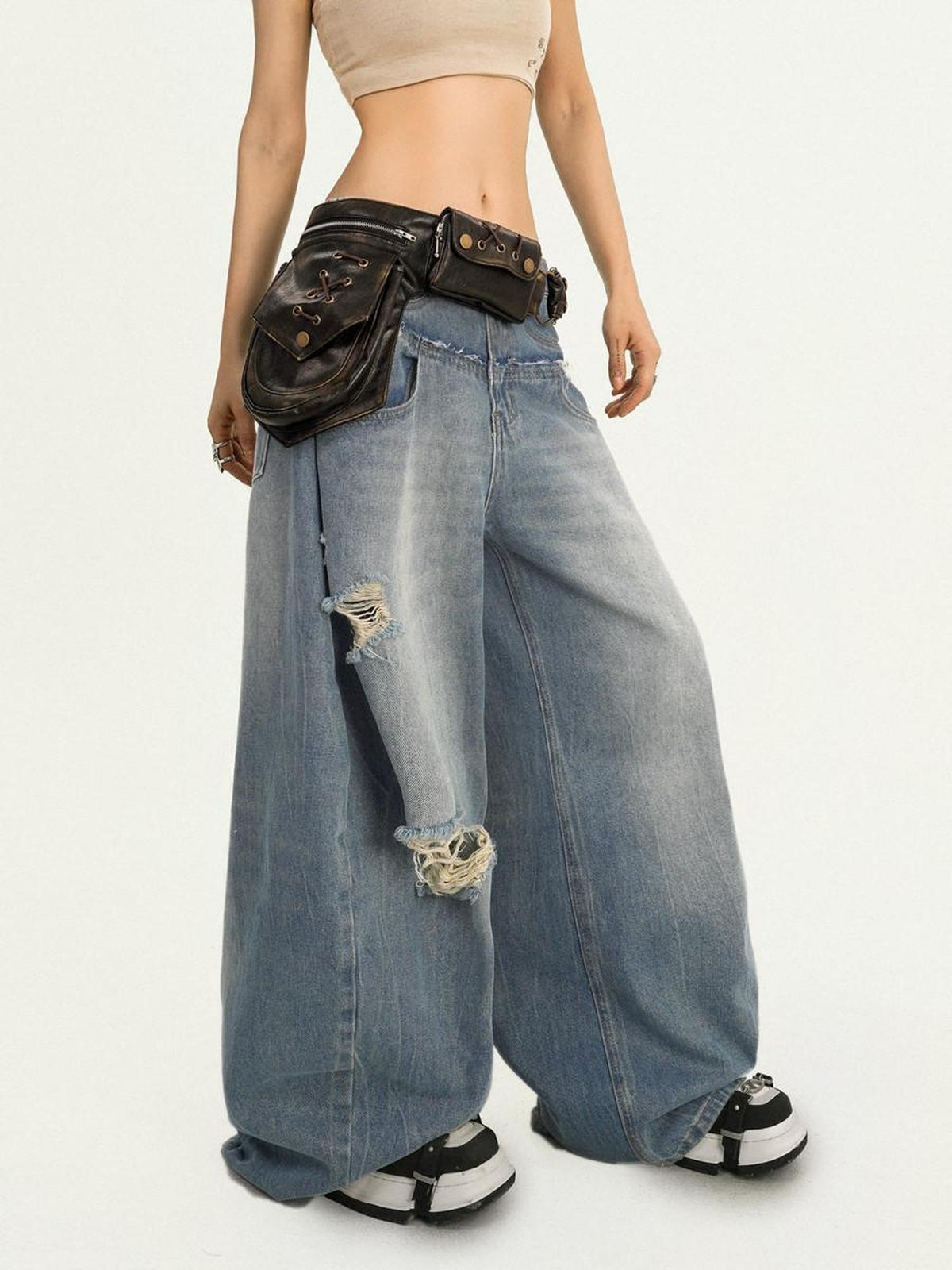 Nico Molly Retro Punk Biker Leather Waist Corset Belt Unique Design Women&