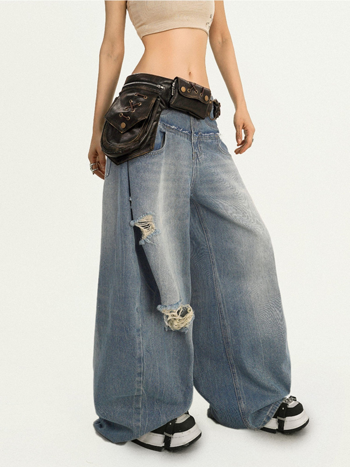 Nico Molly Retro Punk Biker Leather Waist Corset Belt Unique Design Women&