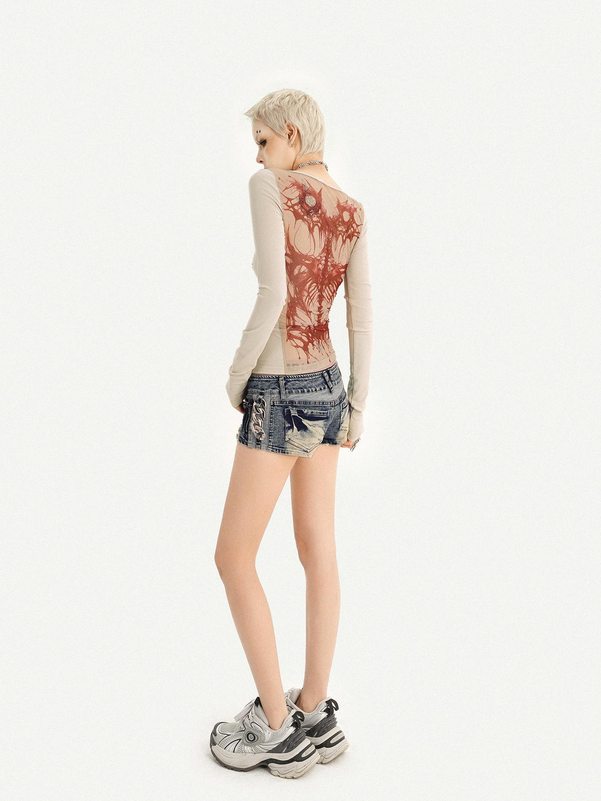 Nico Molly Retro Rhinestone Cross Backless Slim Fit Women&