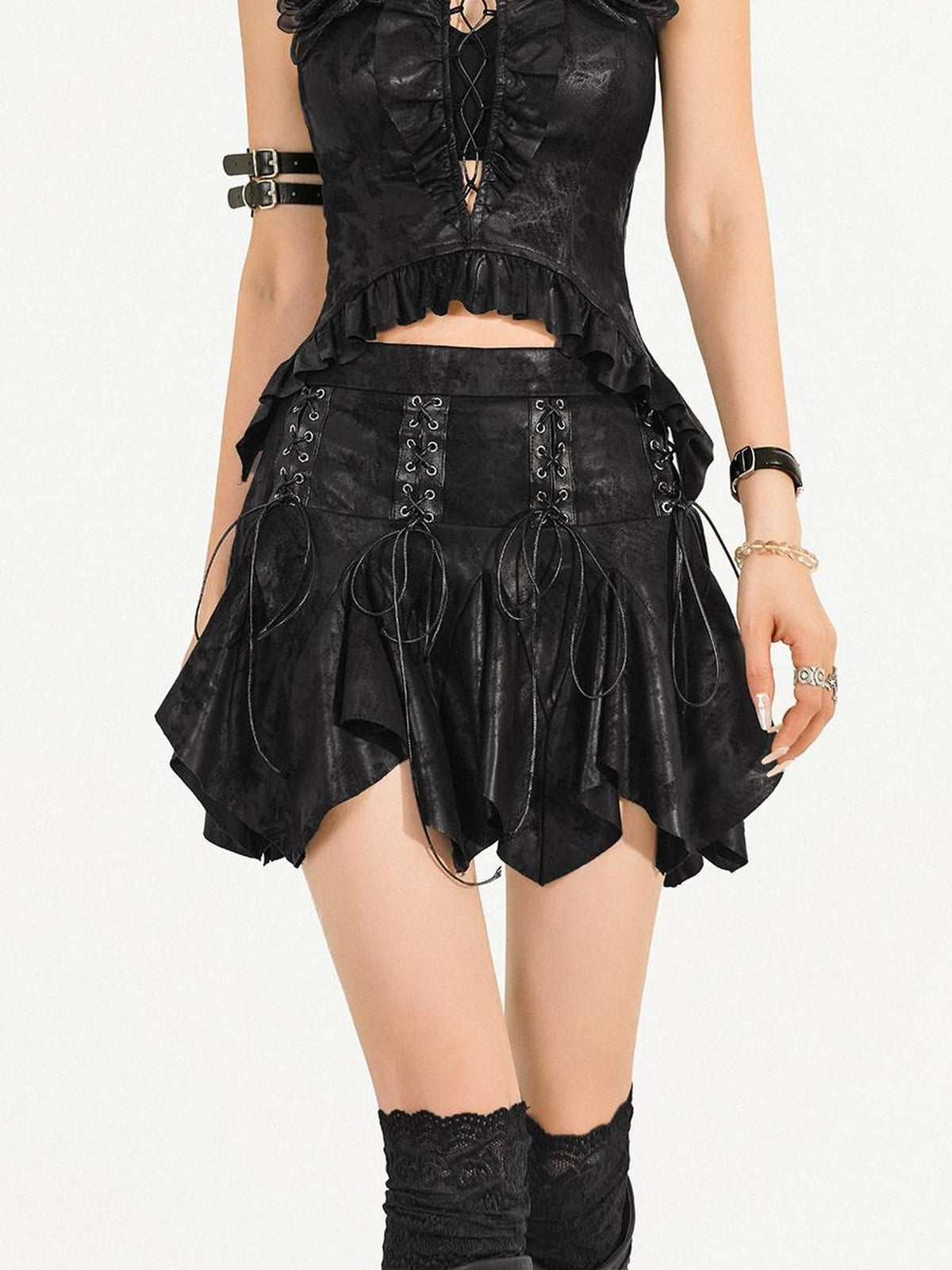 Nico Molly Retro Tie Dye Irregular Hem Drawstring A Line Women&