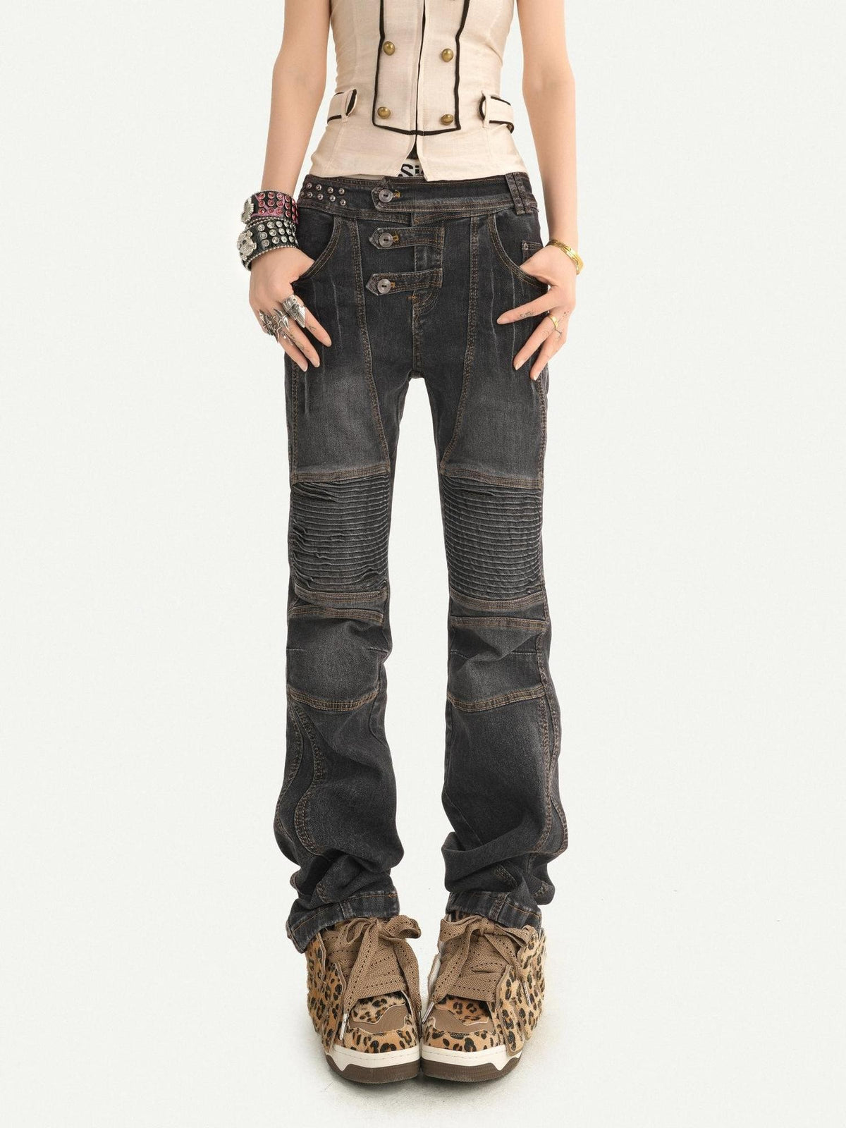 Nico Molly Retro Washed Pleated Biker Women&