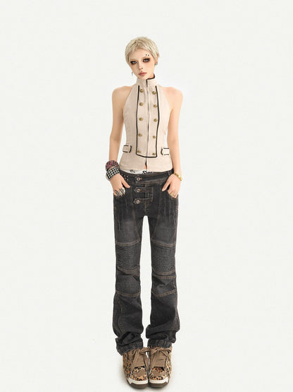 Nico Molly Retro Washed Pleated Biker Women&