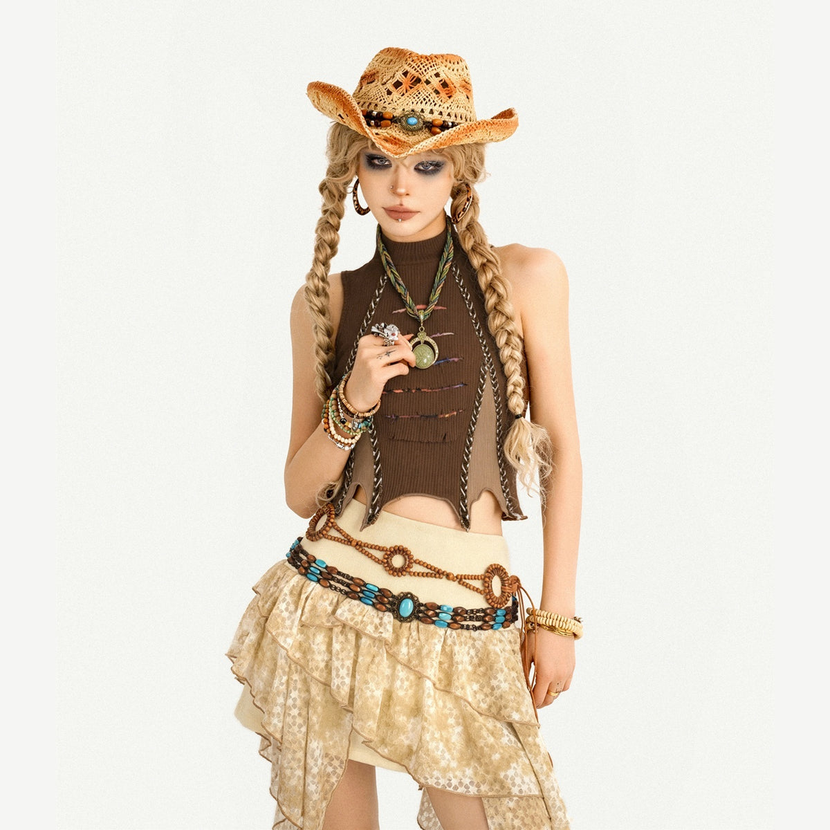 Nico_Molly_Retro_Wasteland_Spliced_Halter_Mock_Neck_Cropped_Women&